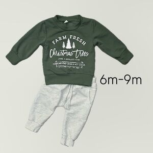 Toddler/Baby Farm Fresh Christmas Tree Print Sweatshirt and Pants Set 6-9m